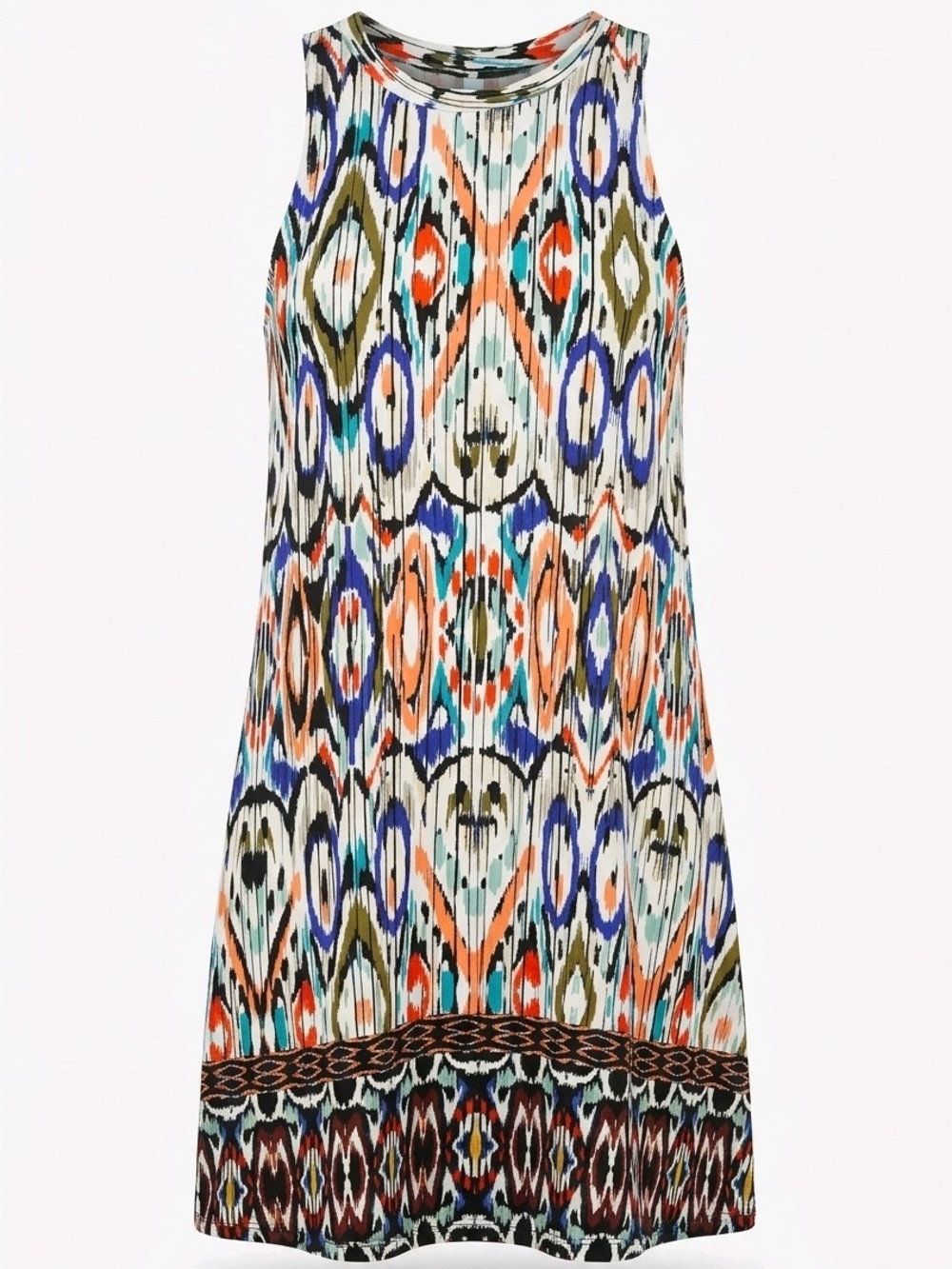 Heart Soul Sleeveless Patterned Dress with Back Ring Detail